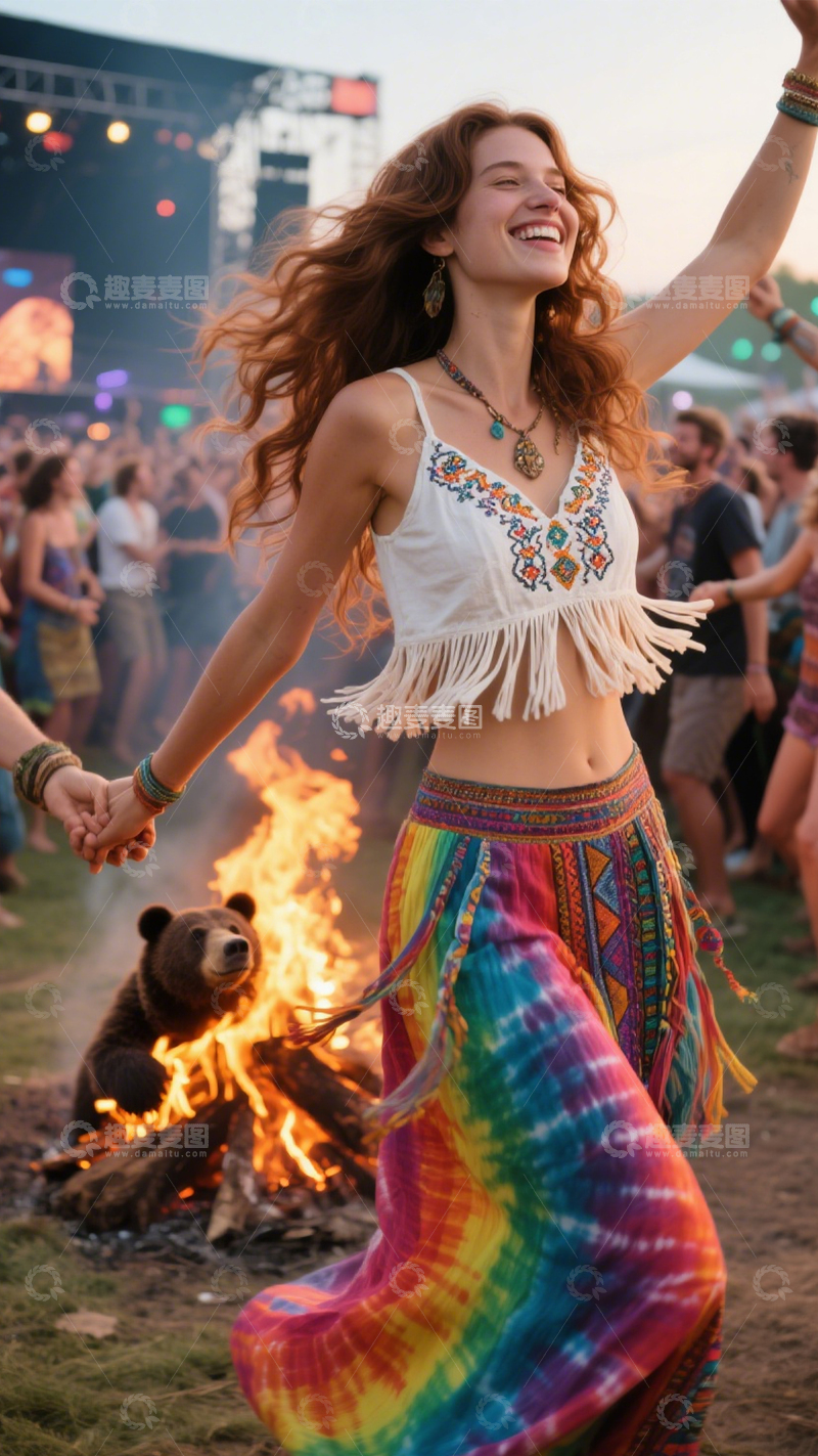 高清大图下载【趣麦麦图】音乐节民族风穿搭