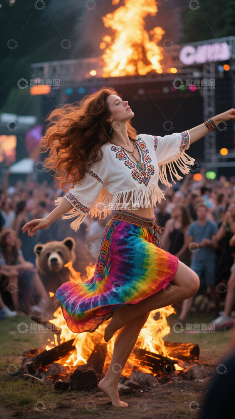 高清大图下载【趣麦麦图】音乐节民族风穿搭3