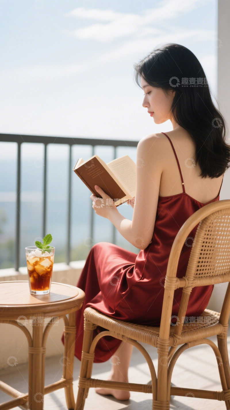 高清大图下载【趣麦麦图】优雅质感阅读裙1