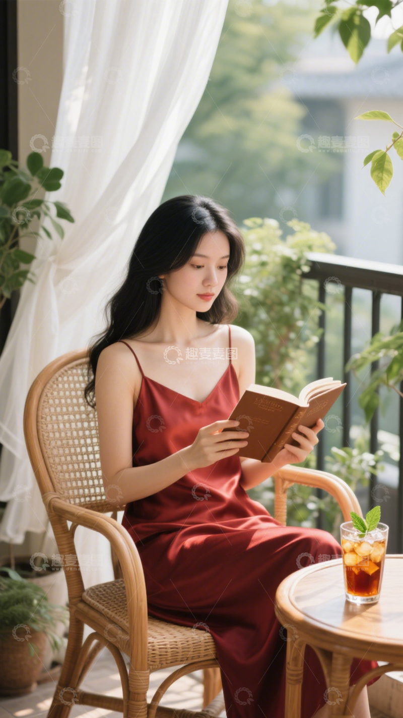 高清大图下载【趣麦麦图】优雅质感阅读裙2