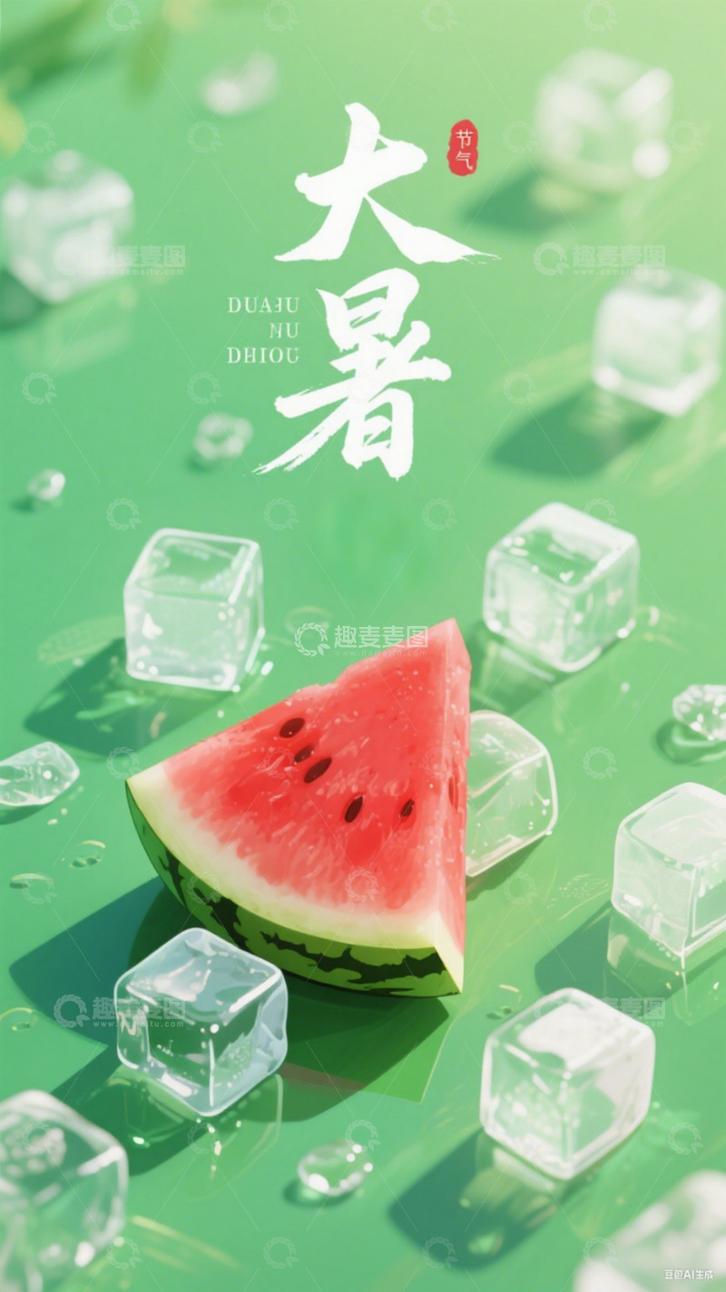 高清大图下载【趣麦麦图】大暑节气西瓜创意海报1234