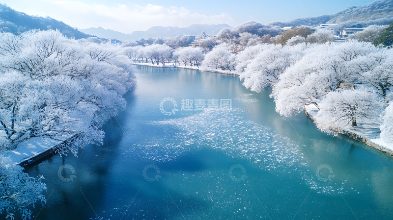高清大图下载【趣麦麦图】冬季冰封山湖风景