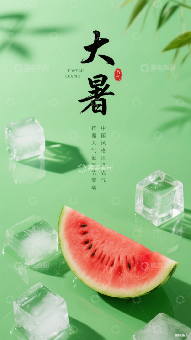 高清大图下载【趣麦麦图】大暑节气西瓜创意海报12