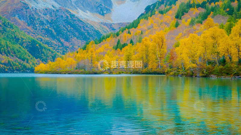 高清大图下载【趣麦麦图】秋日黄叶碧湖美景1234