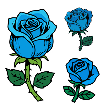 蓝色玫瑰插画