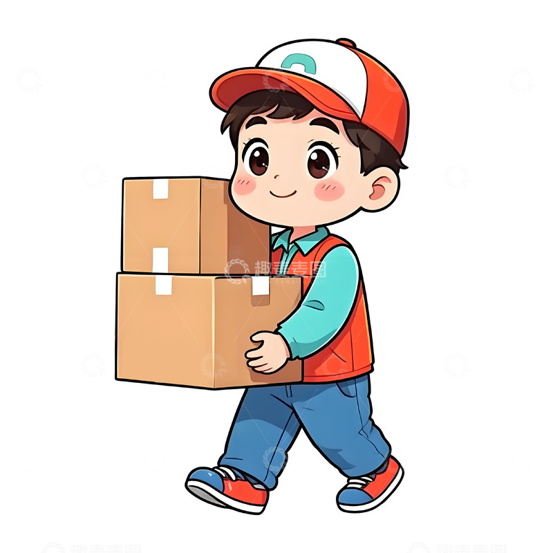 高清大图下载【趣麦麦图】卡通快递员元素