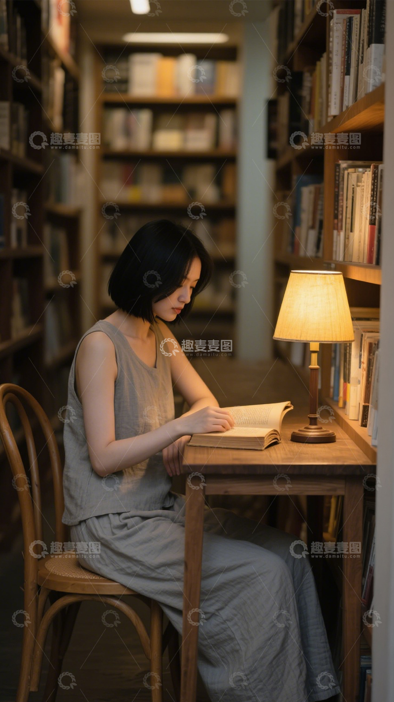 高清大图下载【趣麦麦图】文艺阅读灰色套装1