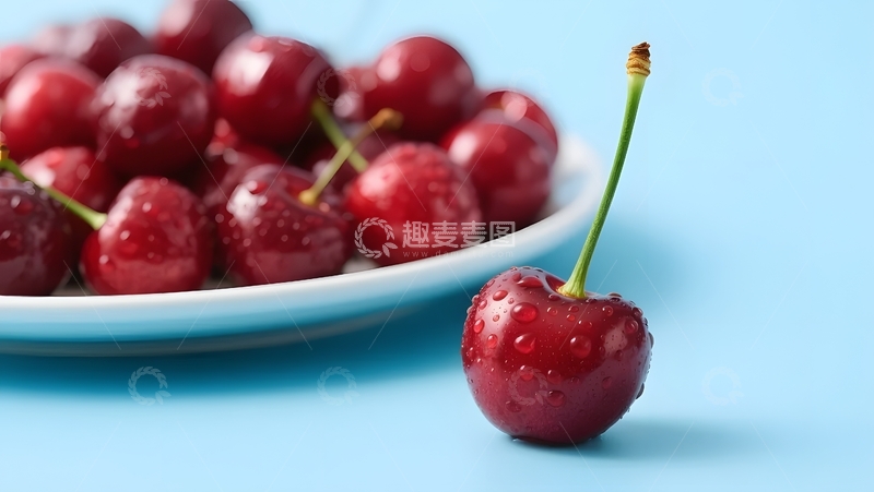 高清大图下载【趣麦麦图】白盘里的鲜樱桃7