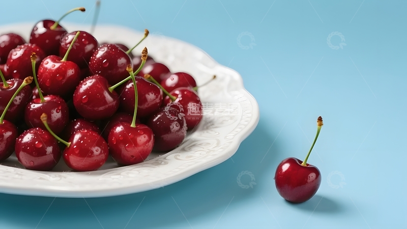 高清大图下载【趣麦麦图】白盘里的鲜樱桃6
