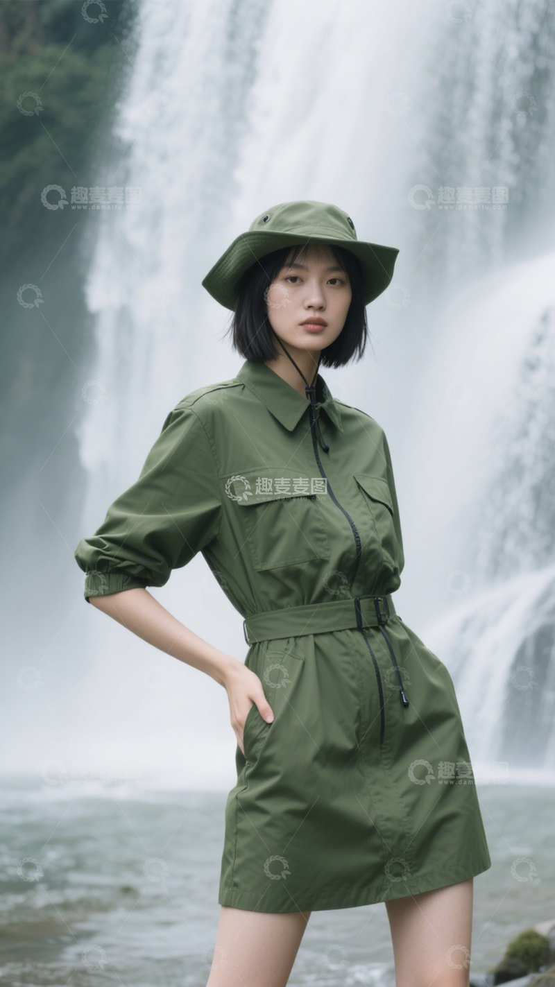 高清大图下载【趣麦麦图】户外干练工装裙装1