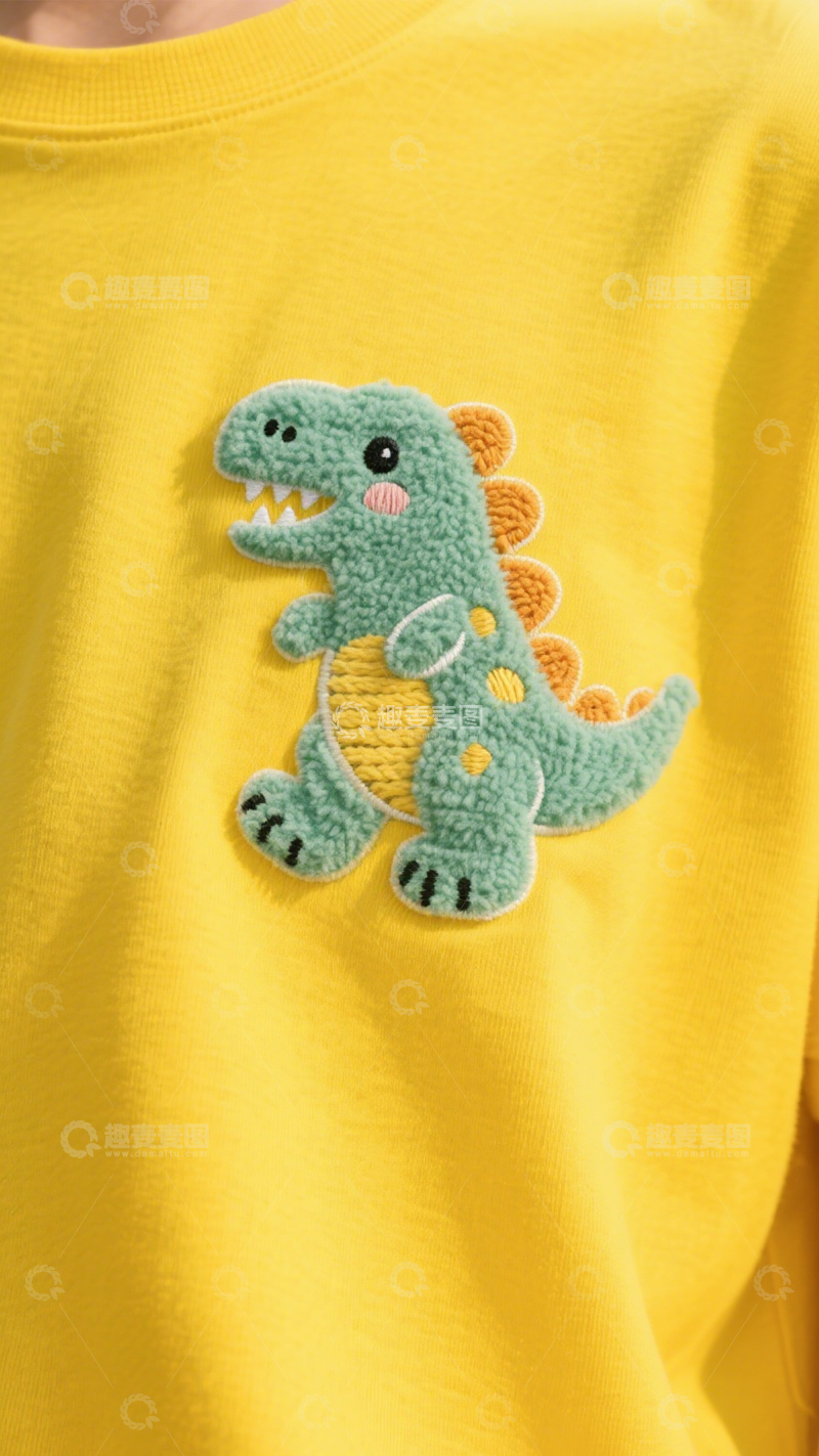 高清大图下载【趣麦麦图】童趣恐龙刺绣T恤2