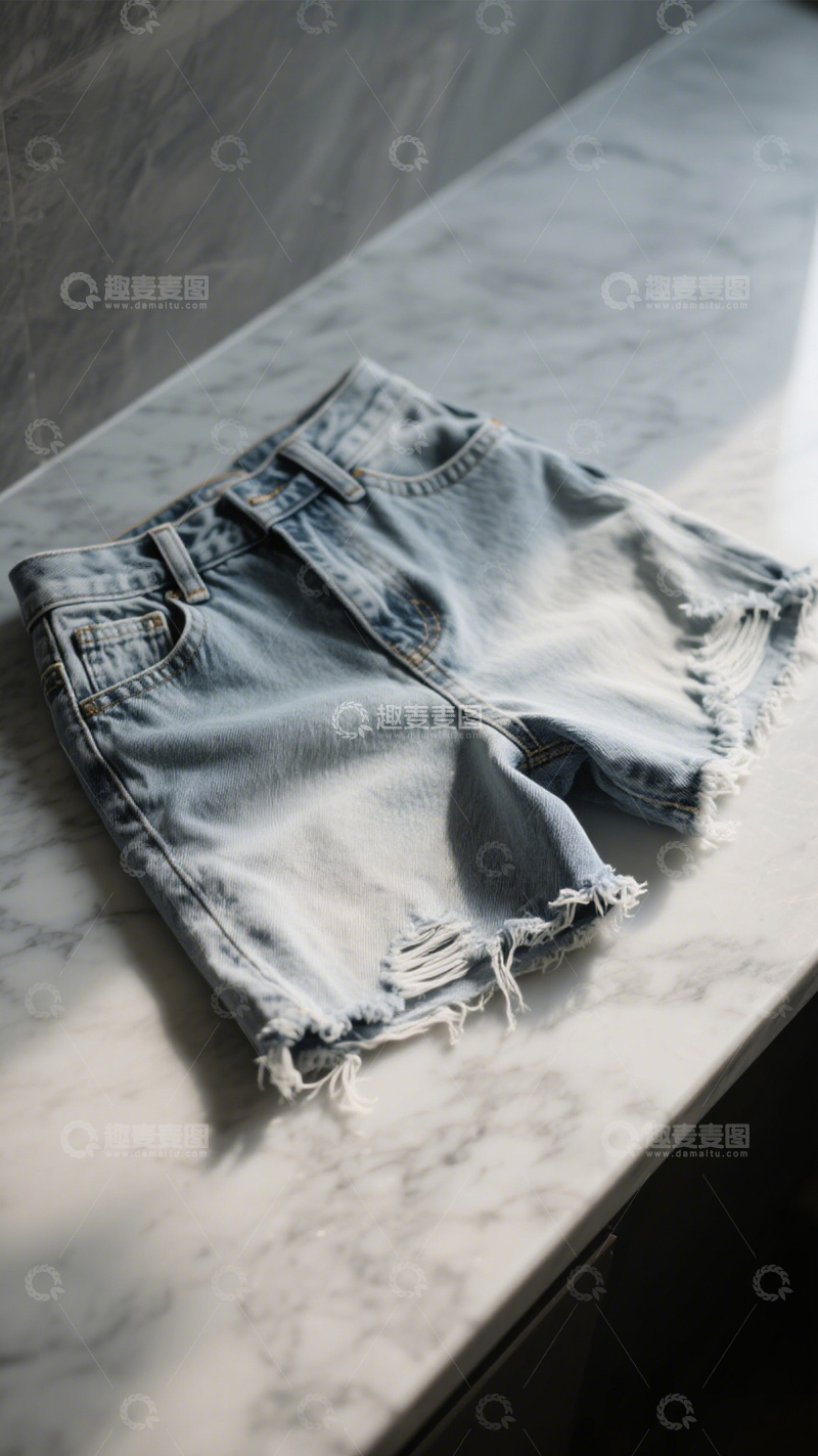 高清大图下载【趣麦麦图】随性时尚破洞短裤3