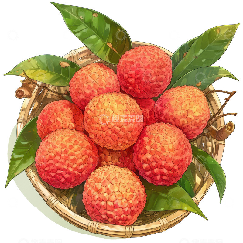 高清大图下载【趣麦麦图】卡通简约一篮子荔枝12