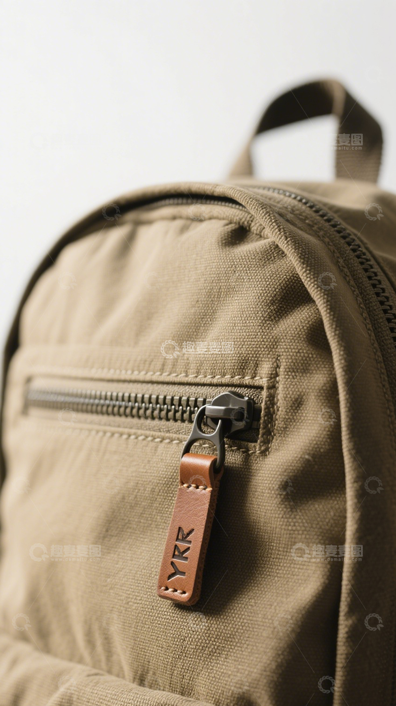 高清大图下载【趣麦麦图】实用复古卡其背包