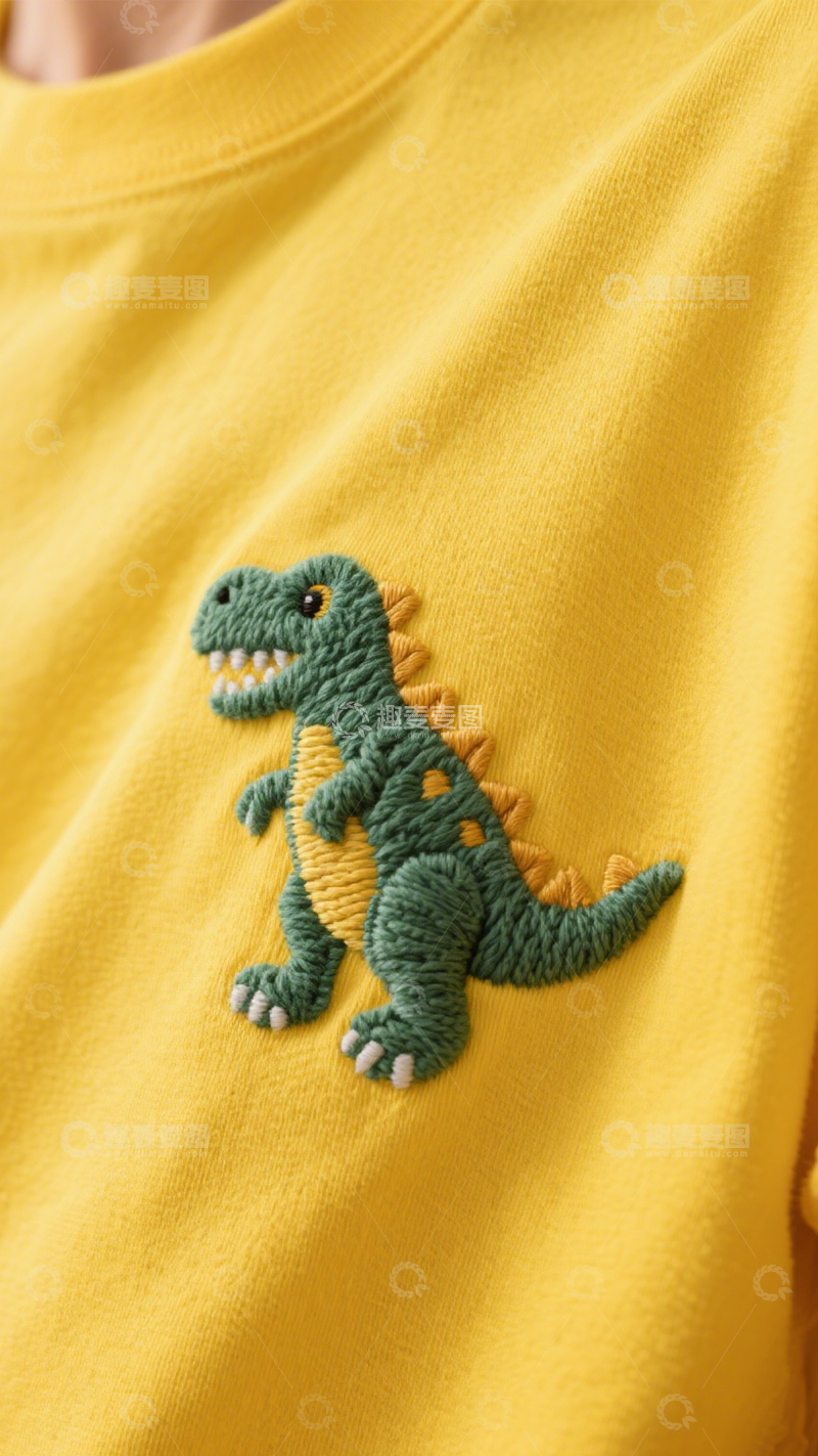 高清大图下载【趣麦麦图】童趣恐龙刺绣T恤3