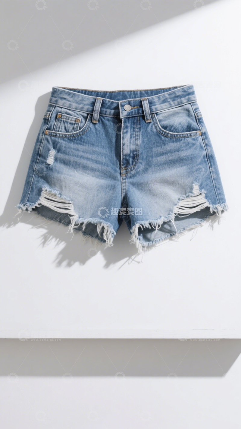 高清大图下载【趣麦麦图】随性时尚破洞短裤2