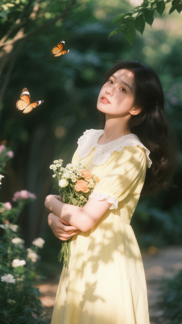 清新田园少女连衣裙