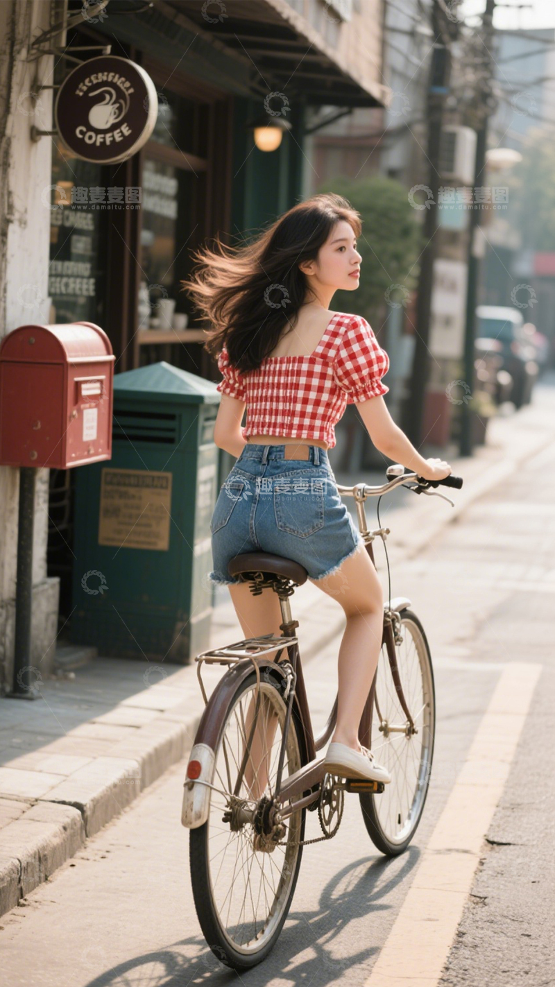 高清大图下载【趣麦麦图】复古街头骑行穿搭1