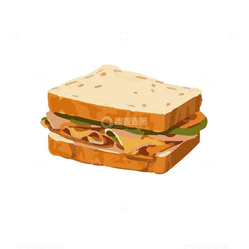 源文件下载【趣麦麦图】三明治手绘插画美食