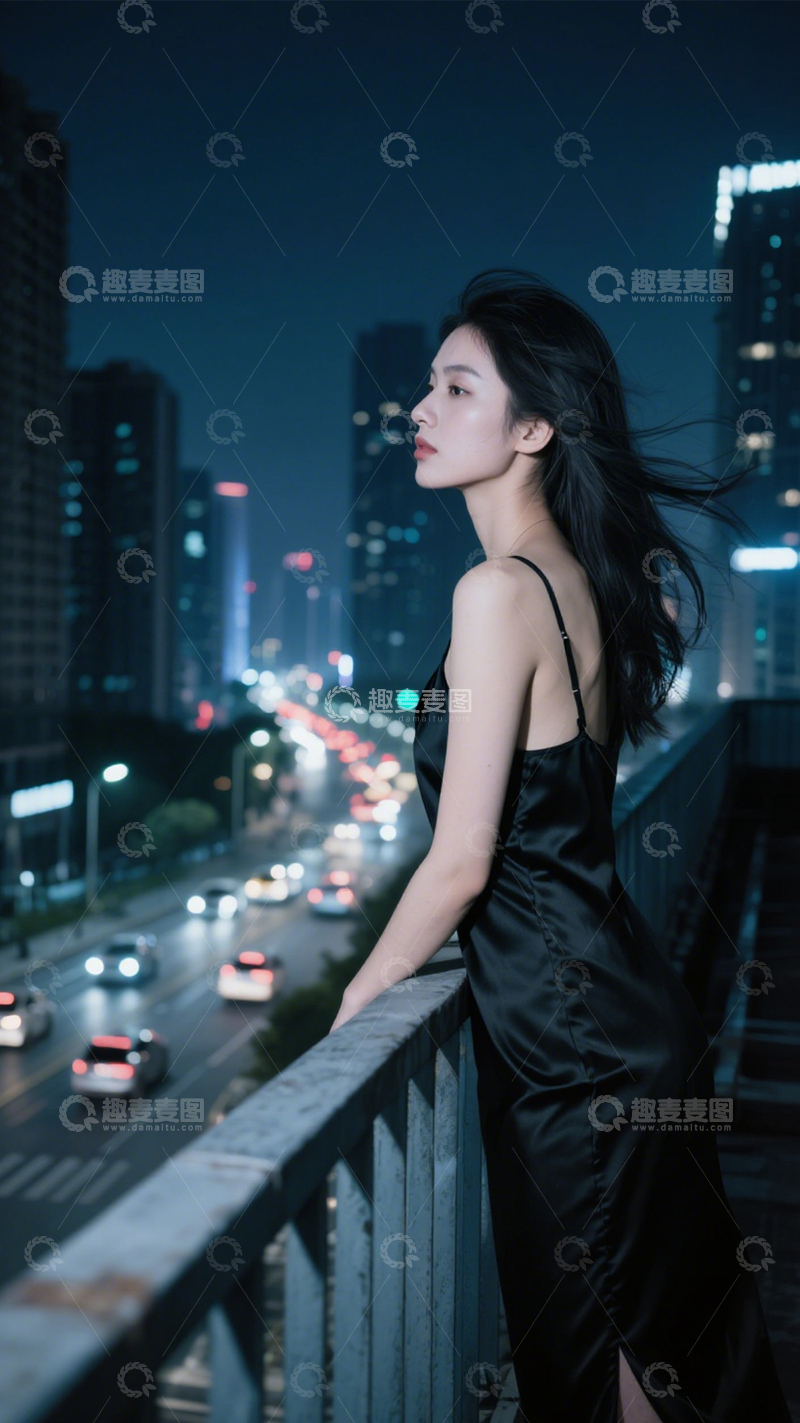 高清大图下载【趣麦麦图】性感都市夜景长裙3