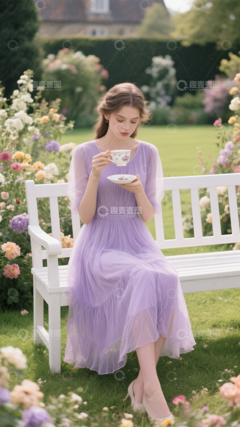 高清大图下载【趣麦麦图】优雅花园下午茶裙2