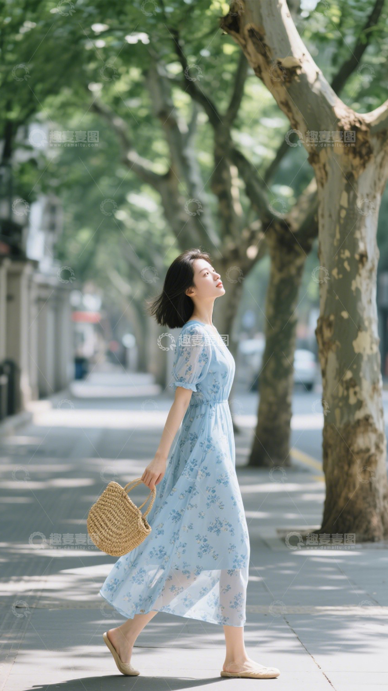 高清大图下载【趣麦麦图】清新文艺碎花长裙2