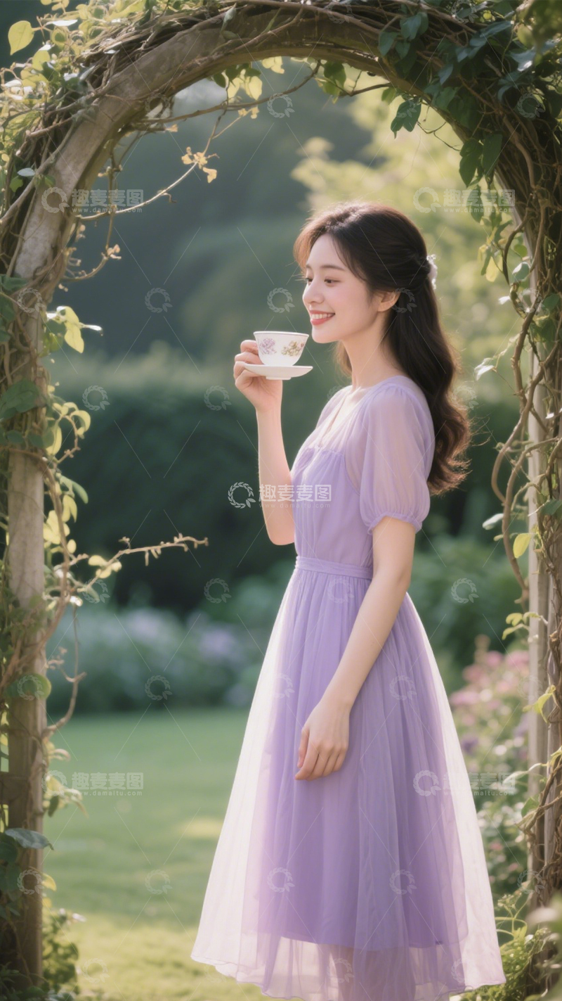 高清大图下载【趣麦麦图】优雅花园下午茶裙1