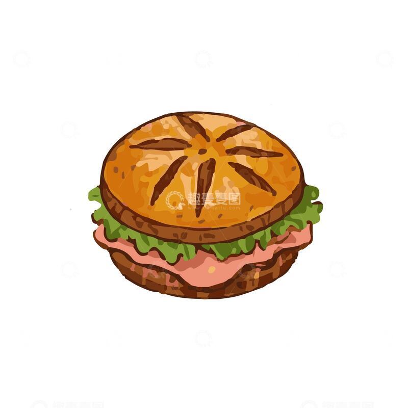 源文件下载【趣麦麦图】汉堡手绘插画