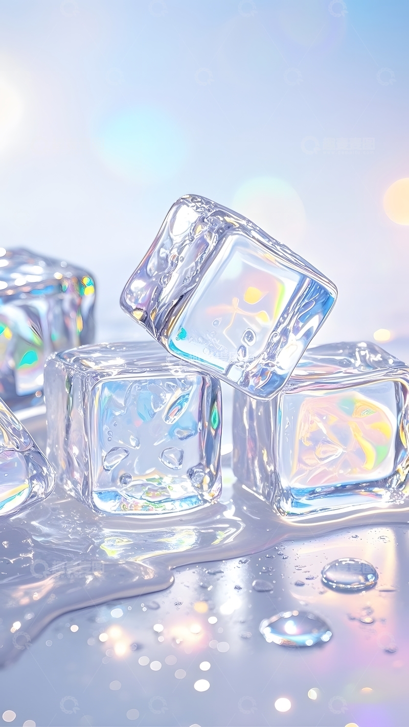 高清大图下载【趣麦麦图】炫彩清凉冰块1