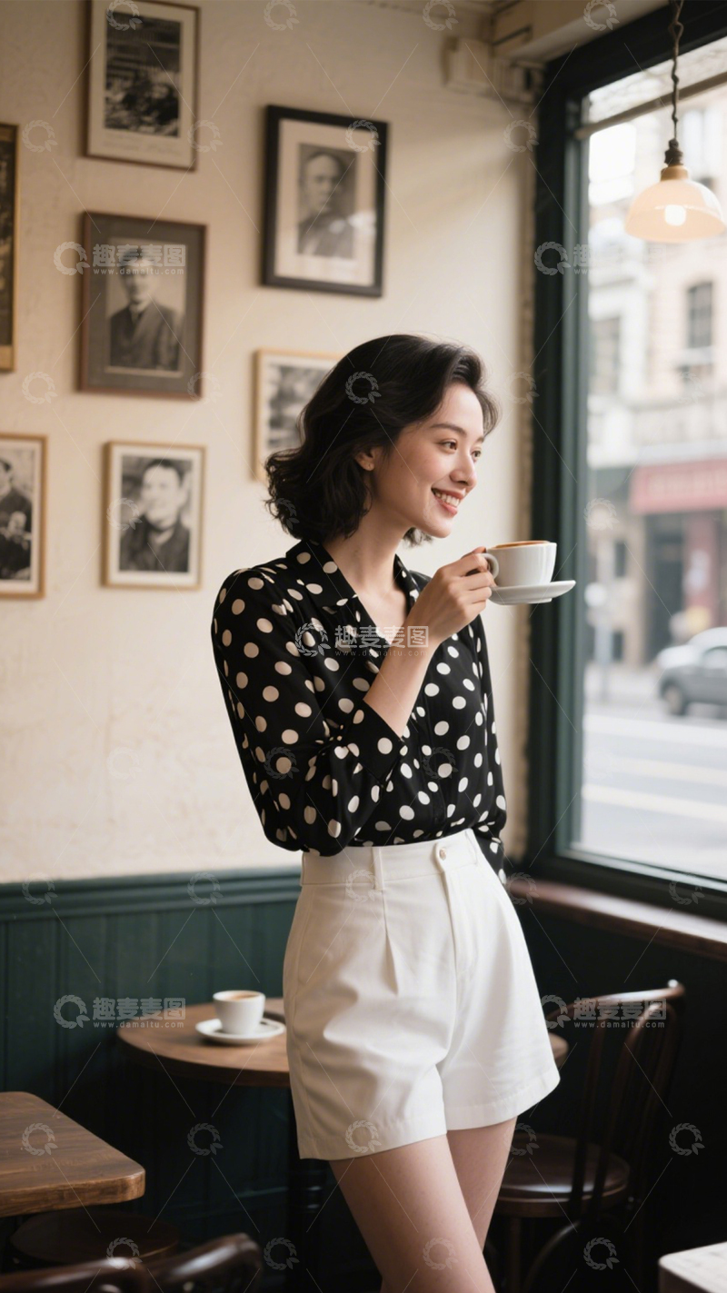 高清大图下载【趣麦麦图】复古咖啡休闲穿搭3