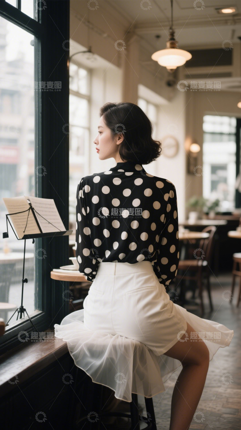 高清大图下载【趣麦麦图】复古咖啡休闲穿搭