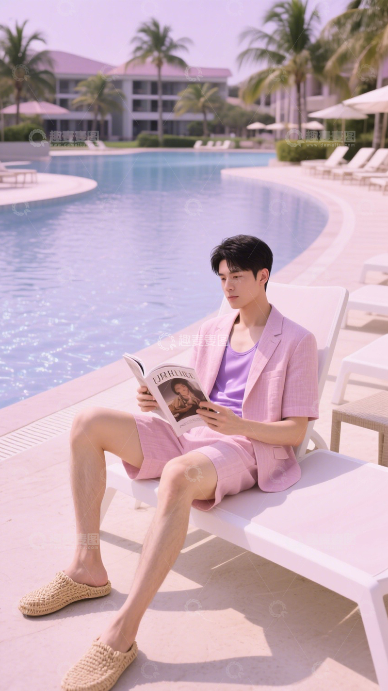 高清大图下载【趣麦麦图】泳池度假清新穿搭2