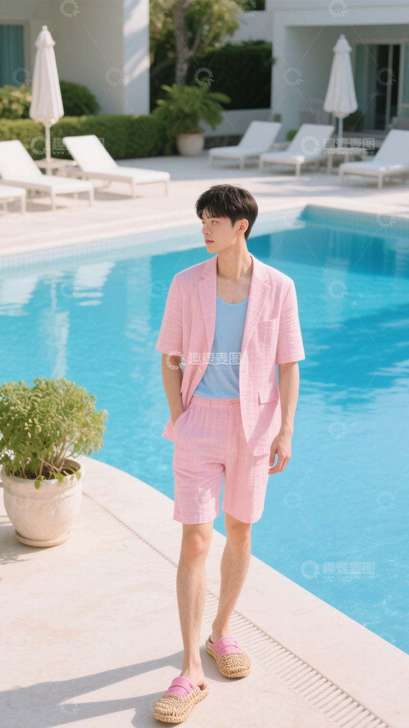 高清大图下载【趣麦麦图】泳池度假清新穿搭2
