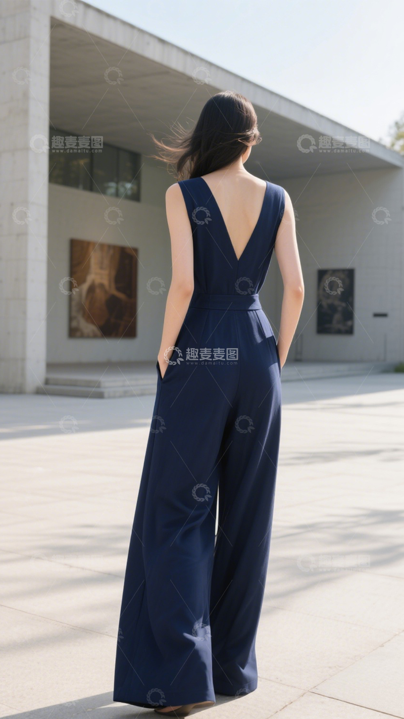 高清大图下载【趣麦麦图】简约艺术通勤连体裤2