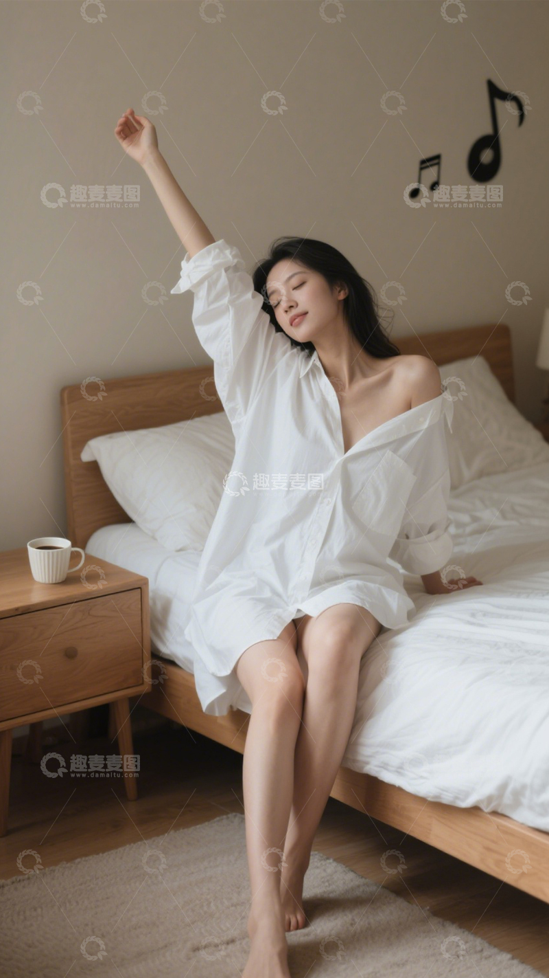 高清大图下载【趣麦麦图】慵懒居家晨起穿搭