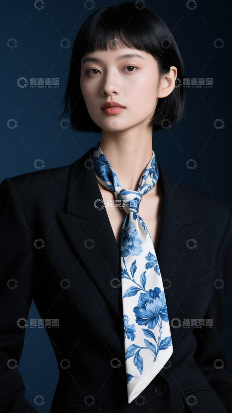 高清大图下载【趣麦麦图】优雅职场百搭丝巾1