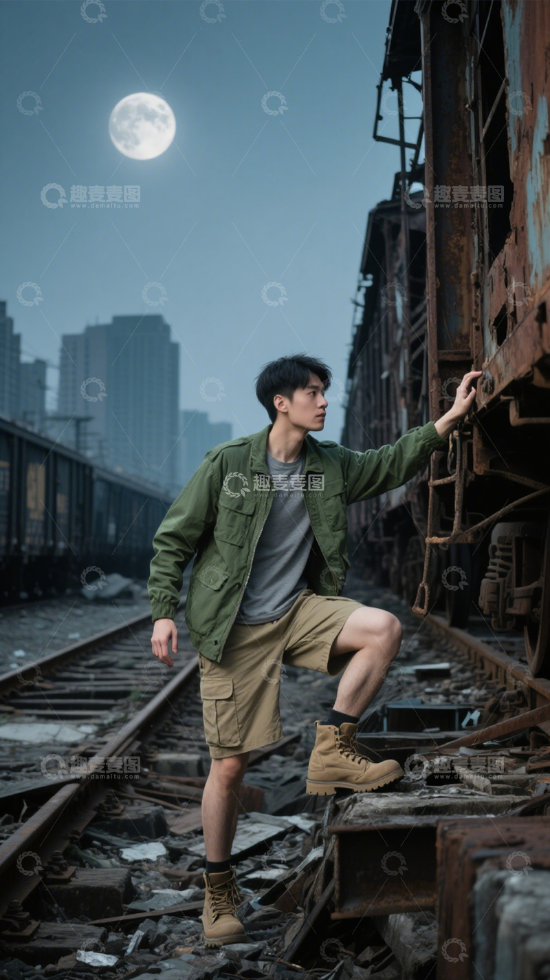 高清大图下载【趣麦麦图】废墟探索工装穿搭1