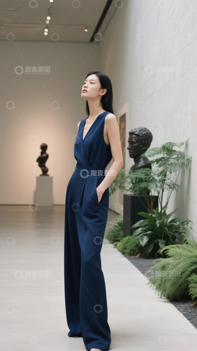 高清大图下载【趣麦麦图】简约艺术通勤连体裤3