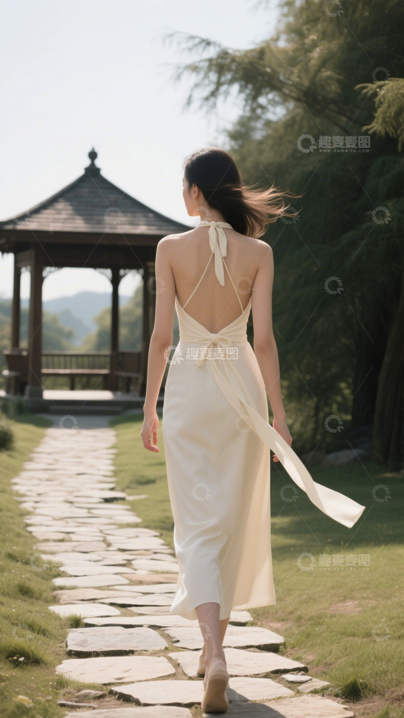 高清大图下载【趣麦麦图】优雅户外飘逸长裙