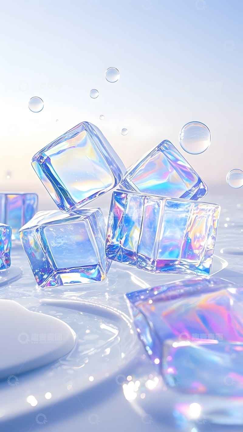 高清大图下载【趣麦麦图】炫彩清凉冰块7