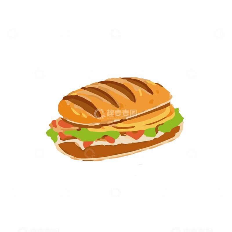 源文件下载【趣麦麦图】三明治手绘插画美食矢量素材