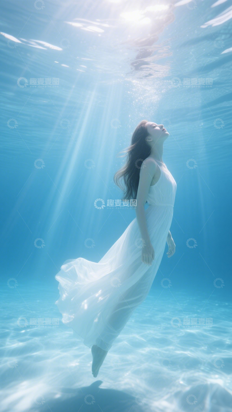 高清大图下载【趣麦麦图】梦幻水下仙气纱裙