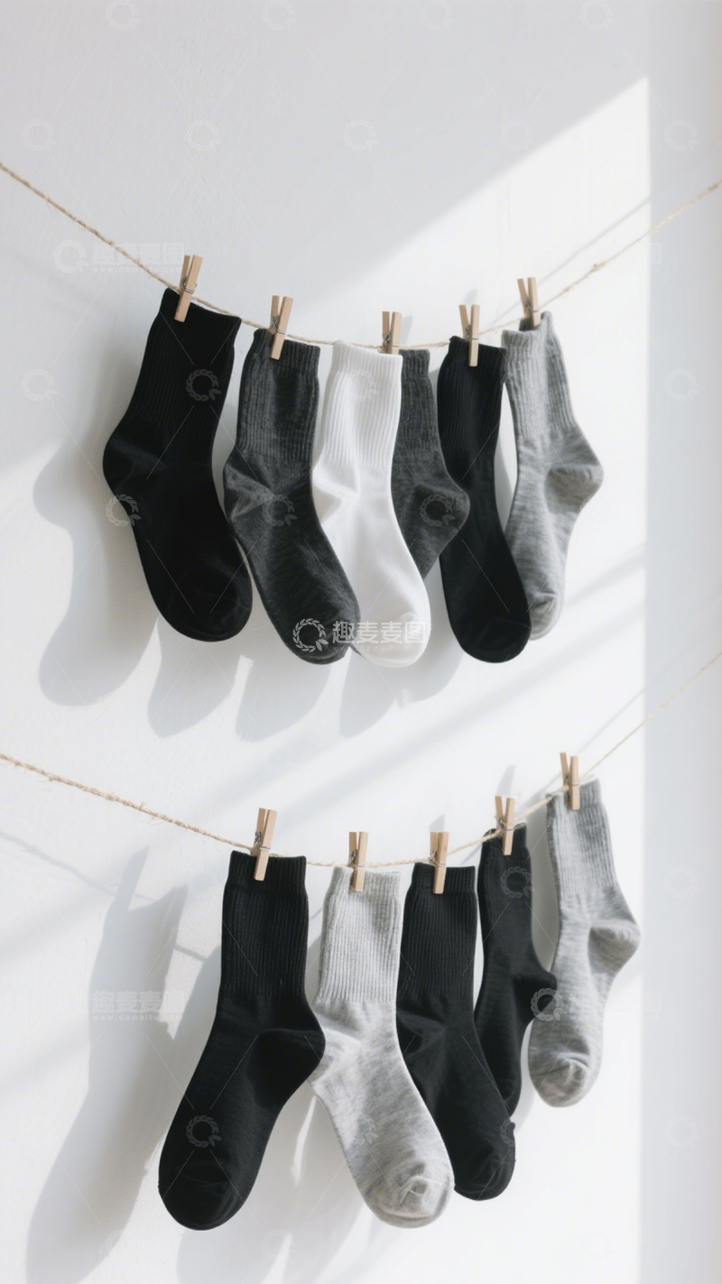 高清大图下载【趣麦麦图】简约百搭基础短袜