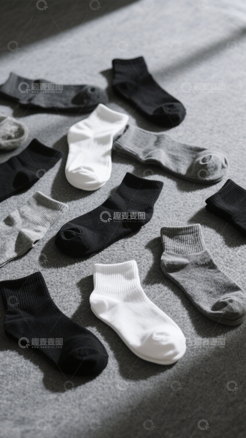 高清大图下载【趣麦麦图】简约百搭基础短袜123