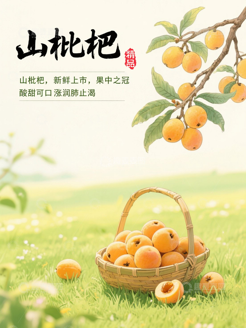 高清大图下载【趣麦麦图】枇杷素材海报