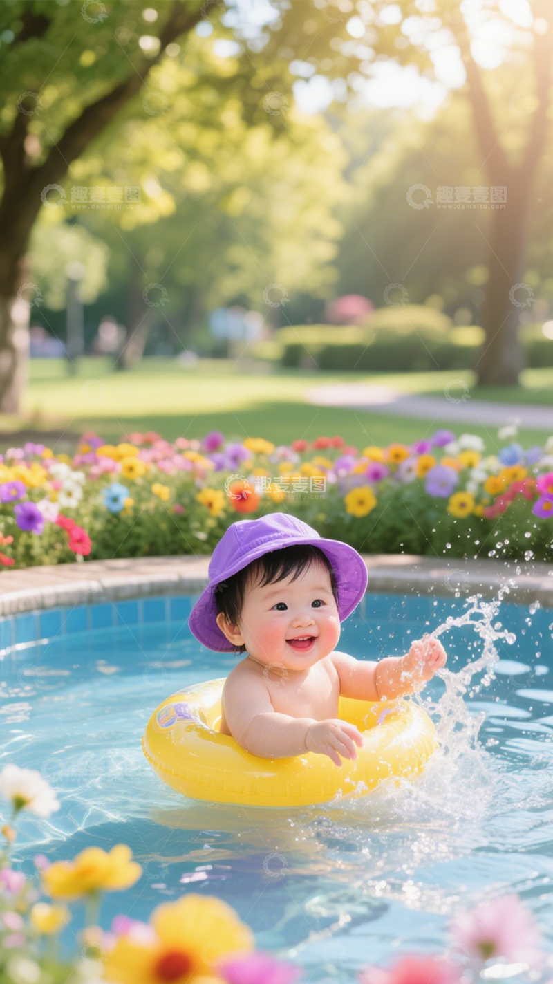 高清大图下载【趣麦麦图】可爱安全婴儿泳具123