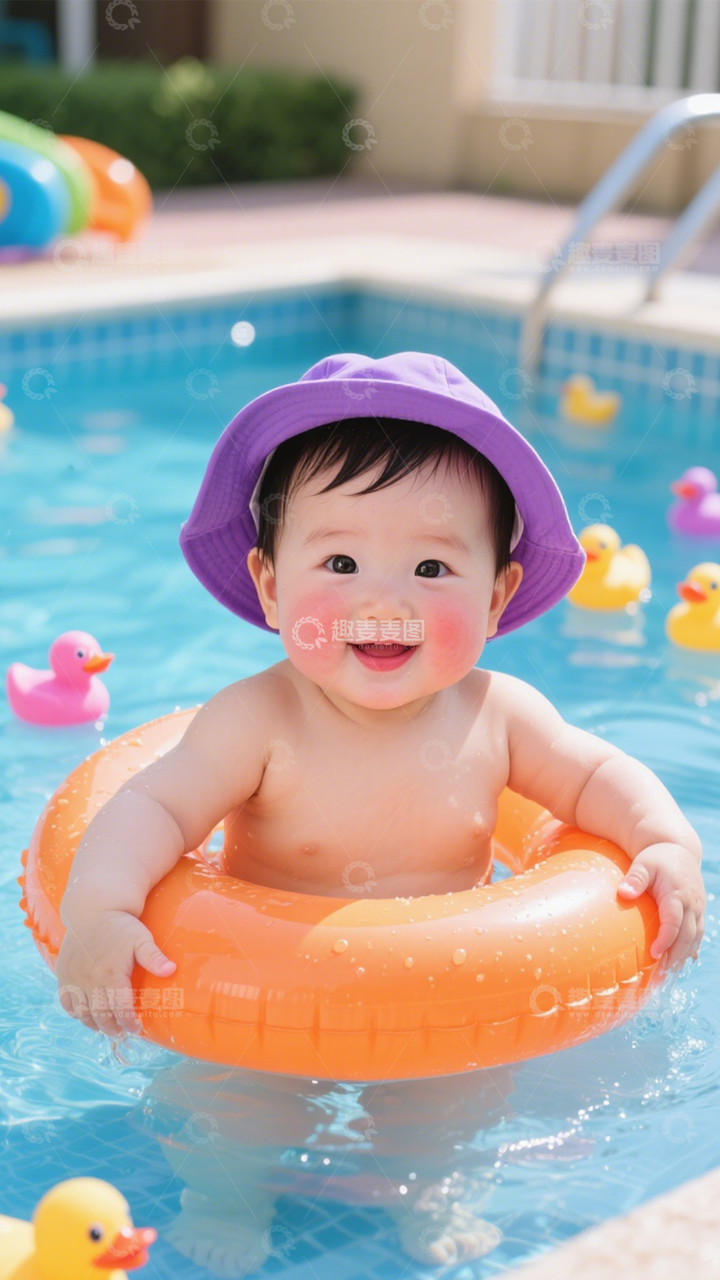 高清大图下载【趣麦麦图】可爱安全婴儿泳具