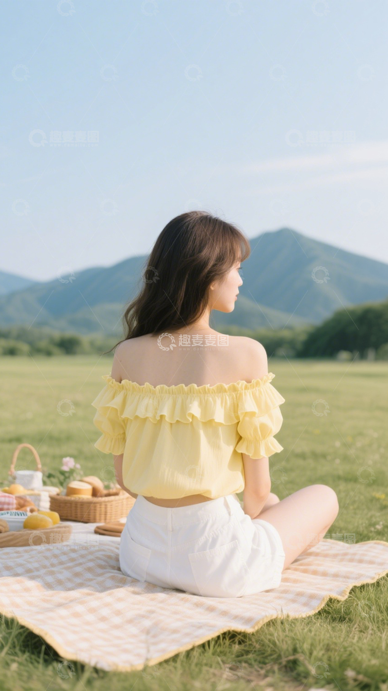 高清大图下载【趣麦麦图】甜美清新野餐穿搭12