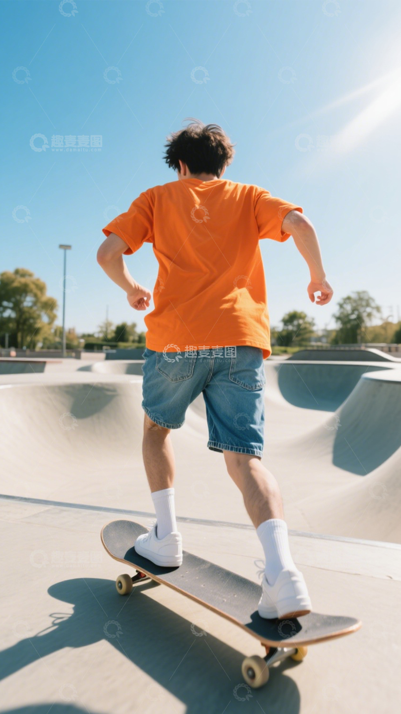 高清大图下载【趣麦麦图】活力街头滑板穿搭
