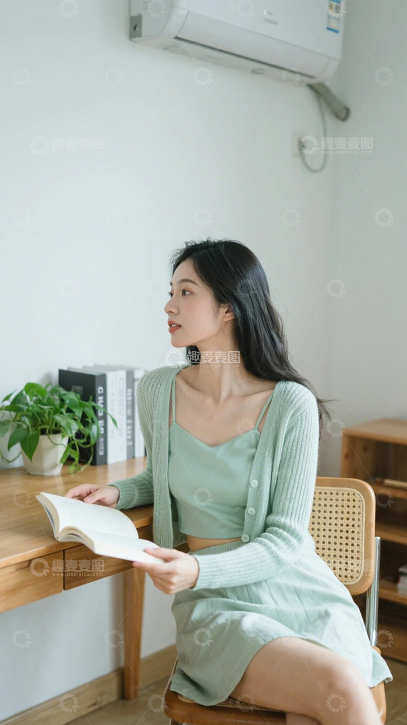 高清大图下载【趣麦麦图】清新简约针织开衫1